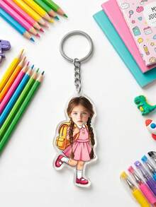 1pc Custom Photo Cartoon Kid Keychain,Personalized Student Backpack Bag Tag,Back To School,First Day Of School Keepsake,Birthday Gift,End Of School, Gift For Kids, Preppy Aesthetic - Multicolor - View 13