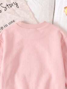 Girls' Cute Heart Pattern Pink Long Sleeve Pullover Sweatshirt For Spring And Autumn - Pink - View 7