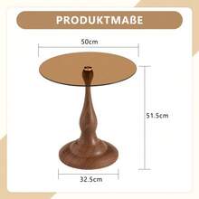 Round Glass Side Table, Modern And Elegant Coffee Table With Tempered Glass Top And Stable Base, Compact Side Table For Living Room And Bedroom (Table Only) - 棕色 - 查看 8