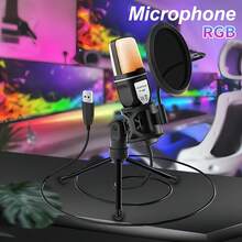 Multifunctional Condenser Metal Microphone With RGB Lighting, USB Plug And Play Gaming Microphone, Suitable For Live Streaming, Voice Calls And Instrument Recording - View 9