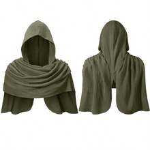 1pc Medieval Viking Vintage Hooded Shawl Scarf, Renaissance Warrior Knight Costume Cape, Holiday Party Stage Costume Performance Prop,Halloween - Multicolor - View 11