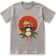 Cute Frog Red Mushroom Cottagecore Nature Retro Tee Gift Men Women Summer Tops Going Out Top Going Out Tops - Black - View 5