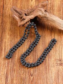 YAUKIA 波西米亞風 6mm 天然石珠串項鍊，綠色風信子石與虎眼石與熔岩石，108 顆磨砂瑜伽冥想療癒，秋冬簡約飾品 - 彩色 - 查看 3