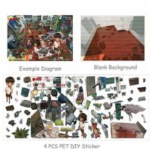 4PCS/Pack Mysterious Chamber Of Secrets DIY Landscape PET Sticker Super Large Size Holiday Gift Art For Back To School Season Gift Holiday Gift DIY Room Decor Leisure Time Stickers Collections Choice For Killing Time Fun Time ﻿ School Supplies - 1 Set - View 4