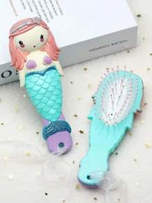 1pc Cute Shaped Air Cushion Comb For Girls Scalp Massage Brush Suitable For Both Wet And Dry Hair Anti-Static To Smooth Frizzy Hair - Multicolor - View 3