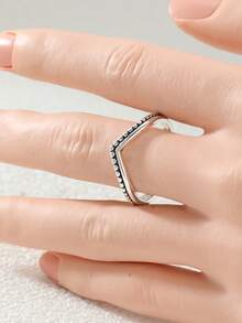 Wavy Bead Ring With Twisted Band And Round Bead Texture, Unique Statement Ring For Women's Daily Commute And Casual Wear, Exquisite Fashion Elegant Accessory - Antique Silver - View 6