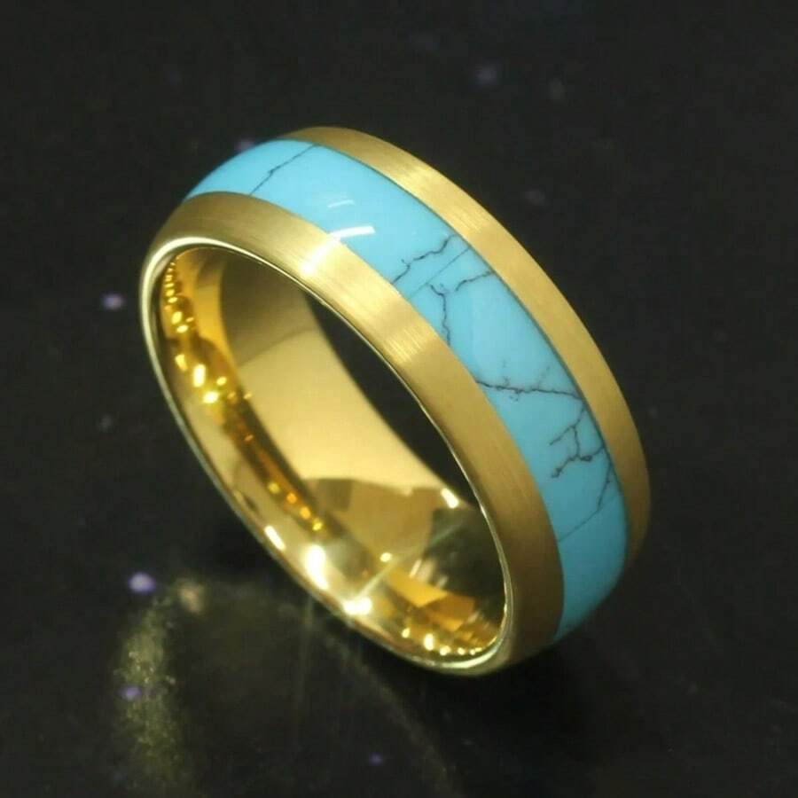 Classic Retro Floral Pattern Plain Band Ring, Elegant Flowing Design, Luxury Accessory For Daily Wear And Festivals - Gold - View 1