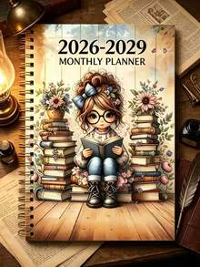 1本 2026-2029 月計畫年曆月計畫本 金色螺旋裝 A5 筆記本行程表 - 彩色 - 查看 2