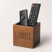 1pc Solid Wood Remote Control Holder, Solid Wood Desktop Storage Box, Suitable For Dorm Room Controller, Office Supplies And Study Essentials Storage Basket, Compact Storage Box For Bedroom, Living Room And Home Decor - Brown - View 14