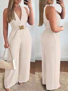 Desarrollo, Nuevo Mono de Cintura Ajustada para Mujer, y Elegante con Cinturón - Albaricoque - Ver 7