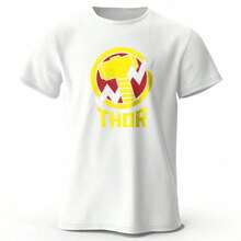 Playera Estampado Emblema Rayo Vintage Manga Corta Cuello Redondo Streetwear Casual Estilo Rock Urbano Novedad Verano Urbana Top - Blanco - Ver 1