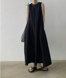 Long Linen And Cotton Dress, Loose Fit, Sleeveless, Pumpkin Color. - White - View 7