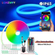LQHZMYY 1件 RGB 5V USB供電霓虹柔性LED燈條，附多功能按鈕遙控器、藍牙功能、APP控制，適用於遊戲室、電競、臥室裝飾照明、驚喜派對、舞廳、舞台、生日、聖誕造型柔性燈條 - 彩色 - 查看 14