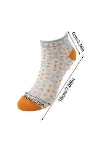 5 Pairs Floral Print Socks, Vintage Palace Style 3D Textured Short Socks, Women's Socks And Hosiery - Multicolor - View 4