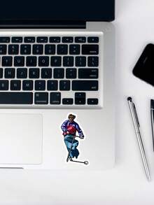 Funny Oliver Tree Sticker, Singer Riding Scooter Vinyl Decal For Laptop, Music Video Parody Sticker For Helmet & Skateboard, Quirky Fan Merchandise Gag Gift For Friends - Multicolor - View 5