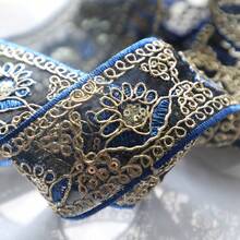 1/5"復古金色刺繡蕾絲飾邊，復古花卉提花縫製緞帶，適用於洋裝、衣物、包包、窗簾手工藝裝飾，適合DIY服飾、縫紉與初學者 - 多色D - 查看 12