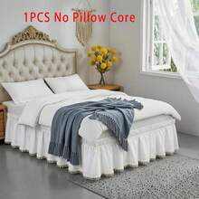 1pc Princess Style Lace Ruffle Bed Skirt, Floral Trim Bedding, Dust Cover Bed Skirt, Elastic Stretchy Bed Skirt Suitable For Bedroom, Guest Room, Hotel - Ivory White - View 11