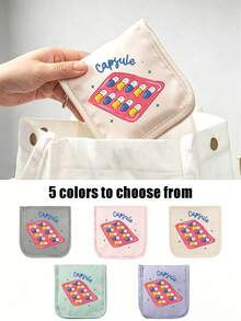 1 pieza Bolsa portátil para pastillas, caja compacta para pastillas y kit de primeros auxilios, bolsa para pastillas con diseño, puede almacenar tabletas y cápsulas, impresa con patrón de "cápsula", conveniente para viajes, adecuada para uso diario/al aire libre/viajes, esencial para la salud - Multicolor - Ver 1