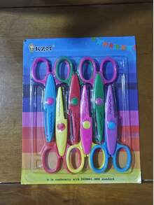 Bộ 6 cái kéo thủ công trang trí nhiều màu, nhựa ABS, tay cầm chống trượt, cắt giấy làm scrapbook, làm thiệp, DIY nghệ thuật, thiết kế họa tiết - A - Xem 10