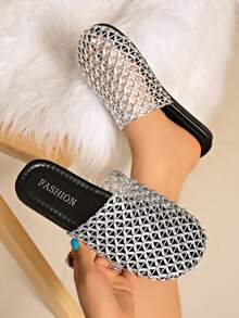 Zapatos planos de moda para mujer, diseño de hebilla calada, cómodos de llevar, adecuados para viajes, vacaciones, Día de la Madre, bailarinas - Plateado 3 - Ver 2