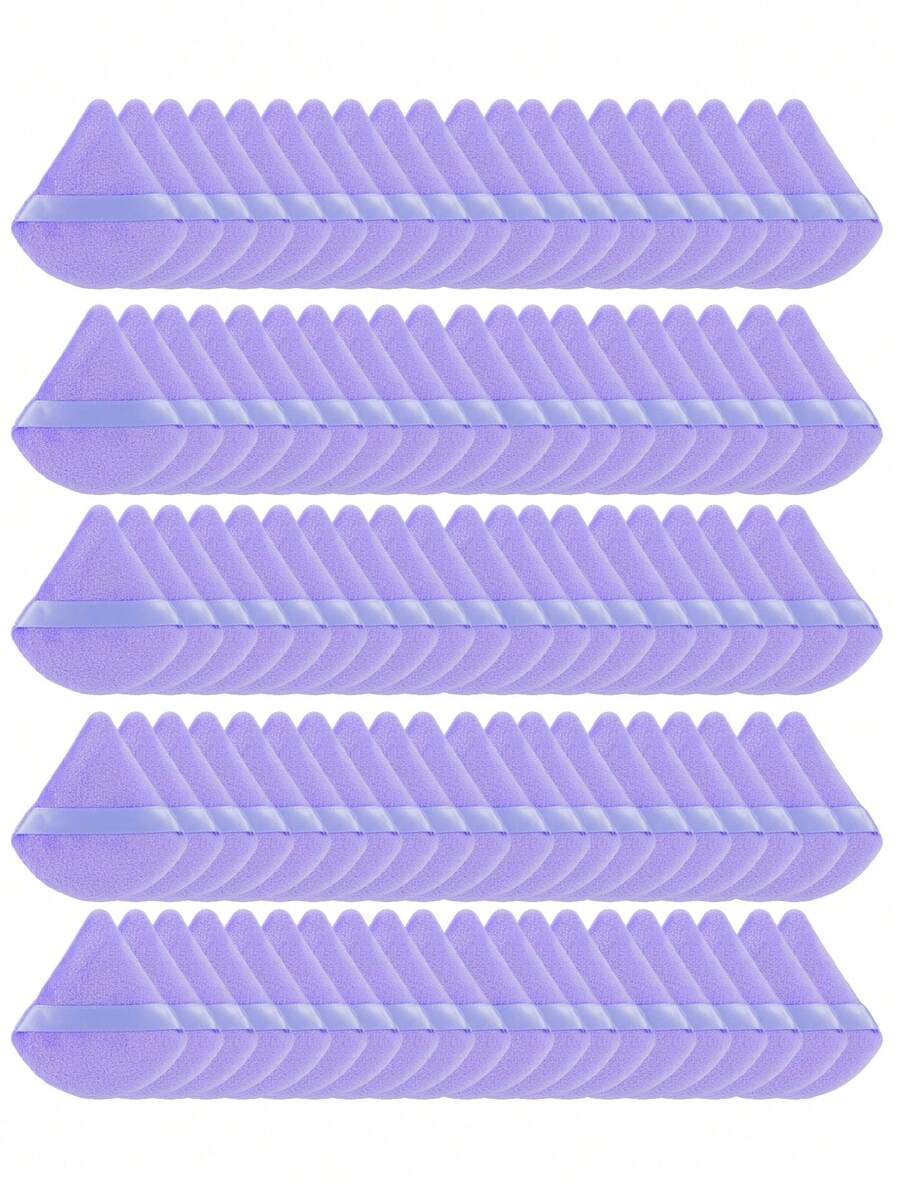 5/10/20/30/35/40/45/50/100 piezas Borla de polvo triangular con textura aterciopelada, Borla de polvo fijador de maquillaje, Diseñada para contorno y ojos, Borla de polvo en forma de abanico, Uso en seco y húmedo, Borla de polvo de esponja, Adecuada para todo tipo de piel - Multicolor - Ver 1