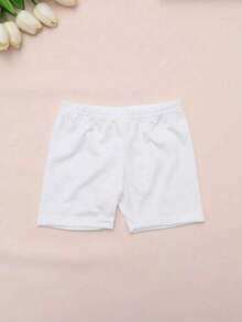 3 piezas de pantalones cortos casuales de unicolor para niñas, leggings minimalistas con ribete de volantes, versátiles para uso diario - Multicolor - Ver 10