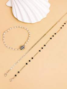 Ocean Style Seashell Pendant Bohemian Glass Bead Anklet Multi-Piece Set - Multicolor - View 5