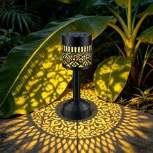 Lampe de table à projection de pivoine à énergie solaire, lumière solaire extérieure en métal étanche IP65 avec LED colorée, lumière décorative à ombre florale, convient pour patio, jardin, cour, table, cadeau de pendaison de crémaillère - 1PC - Voir 6