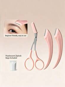 2-In-1 Eyebrow Grooming Set, Eyebrow Scissors With Comb + Curved Eyebrow Razor, Precision Eyebrow Shaping Tool, Gentle Skin-Friendly Eyebrow Care Set, Suitable For Daily Grooming, Pre-Makeup Preparation, Home Use, Travel, Ideal For Beginners, Makeup Enthusiasts And Students - Multicolor - View 13