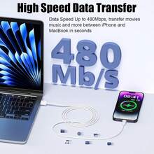 1-5 قطع كابل شحن سريع USB، 3.3 قدم/100 سم كابل نقل بيانات عالي الكفاءة وشحن سريع متوافق مع أجهزة 17/16 Pro Max/16 Pro/16 Plus/16/15/ سلسلة كابل شحن ونقل بيانات - أبيض - مشاهدة 2