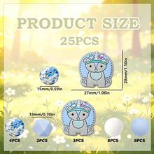 25PCS Hedgehog Series Silicone Beads Set Yellow Grey Blue Brown Cute Hedgehog Design Multi-Color Round Beads Suitable For DIY Jewelry Making Pen - 25pcs Hedgehog Silicone Set - View 9