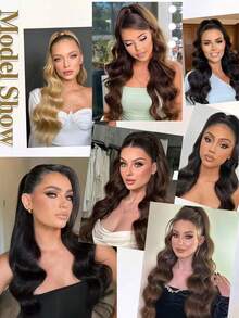 18-Inch Synthetic Long Curly Wavy Ponytail Wig With Hair Clips, Long Hair Tie, And Magic Drawstring, Suitable For All Women. - Multicolor - View 8