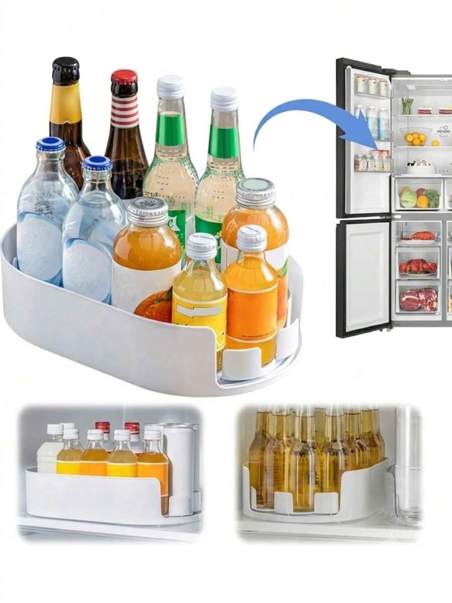 360 Degree Rotating Refrigerator Storage Rack - Rectangular Detachable Storage Tray, Space-Saving Refrigerator Condiment Bottle Organizer, Suitable For Home, Kitchen Cabinet, Food Pantry, Countertop And Refrigerator, Transparent Plastic Storage Rack