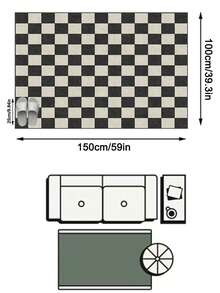 1pc Luxury Nordic Modern Minimalist Black & White Checkerboard Pattern - Rectangular Soft Faux Cashmere Machine Washable Area Rug, Suitable For Living Room, Bedroom, Entryway, Bathroom, Hallway, Patio, Kitchen, Indoor & Outdoor, All-Season Large Size Floor Mat, Home Decor - Multicolor - View 13