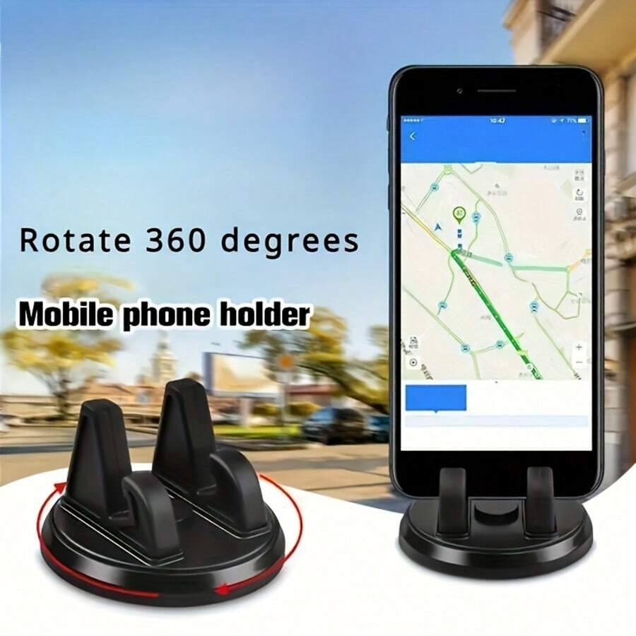 TUOGTCI حامل هاتف سيارة دوار 360° من مادة ABS، حامل هاتف سيارة مضاد للانزلاق، ملحق ملاحة GPS، حامل هاتف سيارة قابل للتعديل، مناسب لملحقات إلكترونيات السيارة، لجميع الفصول - A - مشاهدة 1