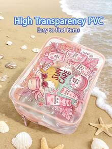 新款防曬主題印花 PVC 防水盥洗包，PVC 沙灘包，清新手繪太陽與防曬設計，夏季防曬護理收納禮品，拉鍊 PVC 旅行收納包，輕量耐褪色化妝盥洗包，適合女性與男性，易清潔設計，適合母親、老師、朋友、護理師化妝包，學校假期返校用品盥洗包 - 彩色 - 查看 7