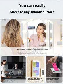 Silicone Single-Sided Suction Cup With Adhesive Backing, Multi-Function Phone Suction Cup, Can Be Attached To Walls, Desktops, Glass, Can Be Used As Phone Holder, Tablet Extension Bracket, Suitable For Car, Leisure, Office - Multiple Styles - View 4