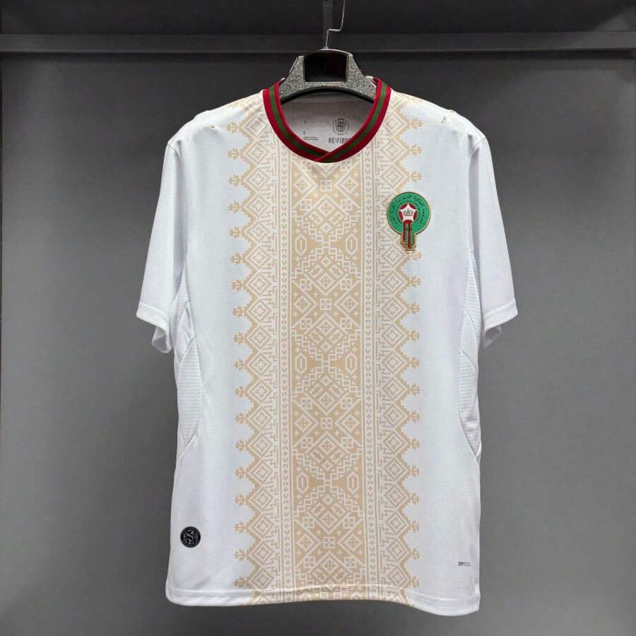 Maglia da calcio da trasferta del Marocco per la squadra nazionale maschile alla Coppa del Mondo in Messico e Canada. - Marocco in trasferta in maglia bianca - Visualizzare 1