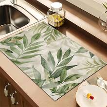 1pc Home Decor Plant Pattern Printed Absorbent Mat, Dish Drying Mat, Espresso Machine Countertop Absorbent Mat, Drainage Mat, Soft Faucet Absorbent Mat, Sink Cup Mat, Kitchen Supplies, Bathroom Supplies - Multicolor - View 5