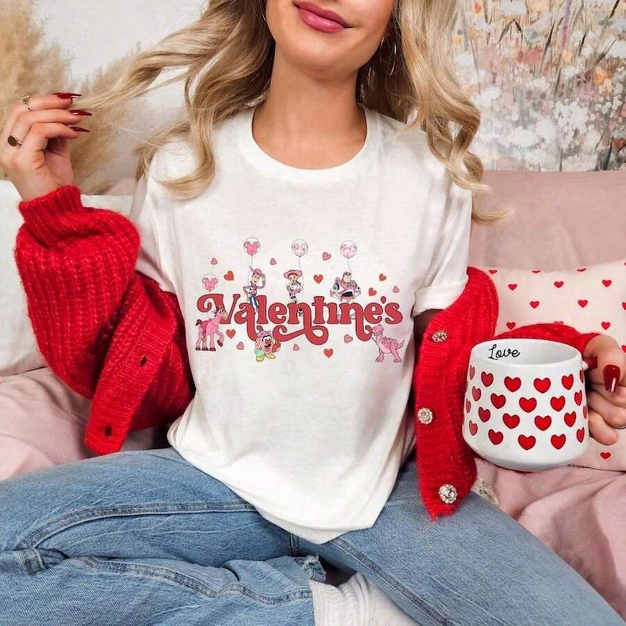 Playera Holgada con Diseño de Corazón Tierno Cuello Redondo Básica Streetwear Casual Estilo Japonés Kawaii Urbano Alternativo Chica Aesthetic Retro - Blanco - Ver 1