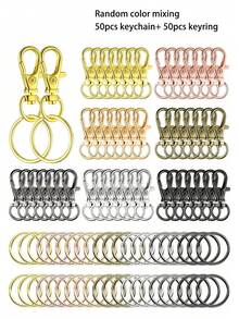 100pcs Rotating Lobster Clasps With Key Rings 50pcs Keychains 50pcs Key Rings DIY Crafts For Valentine's Day Gifts For Men And Women 1.25inch/32mm - Gold - View 19