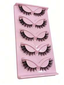 5 Pairs Fox Eye Wing-Shaped False Eyelashes, Natural Style One-Piece Black Stem Cat Eye Lashes, Cross-Border Dropshipping - View 5