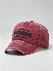 1 Pc Women's Letter-Embroidered Pre-Washed Baseball Cap Adjustable Design, Perfect For Hiking, Mountain Climbing, Travel, And Sun Protection - A - View 3