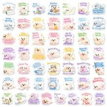 50Pcs Pastel Fluffy Seal Positive Stickers, Calendar, Trophy, Alarm Clock Action Text Decals, Perfect For Planner Layout, Diary Embellishment & Aesthetic Handmade Accessories - Multicolor - View 7