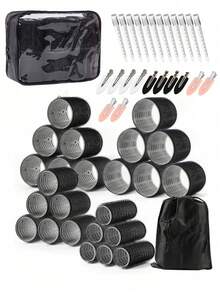50Pcs/Set Self Grip Hair Rollers And Clips Set, Includes Self Holding Hair Curlers And Duckbill Clips, Hair Salon Curlers, DIY Styling, Optional Individual Items Purchase - Multicolor - View 1