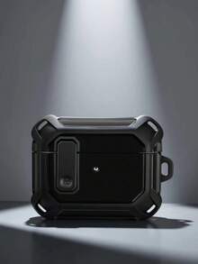 1 pieza/Set Estuche para auriculares con cierre y 1 gancho, compatible con Apple 4 Bluetooth, funda protectora compatible con Pro 3/Pro/3ra/1ra/2da generación, diseño de apertura y cierre con bloqueo para evitar que la tapa se caiga, una funda protectora de auriculares práctica y hermosa, regalo de cumpleaños para él, (auriculares no incluidos) - Negro - Ver 5