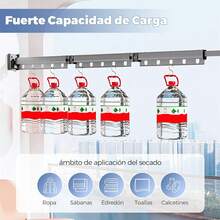 tendedero Plegable para Ropa Pared,Tendederos Plegable de Pared 3 Brazos,tendederos retractiles Exterior,tendedero retractil,Perchero Extensible de para Interior y Exterior - 1 - Ver 3