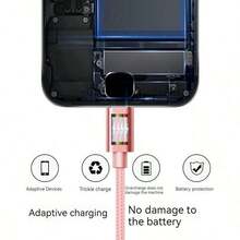 3-i-1 nylonflätad USB-laddkabel, universell snabbladdning USB till Lightning/Type-C/Micro USB-kontakt, 10–20W utgång, kompatibel med iPhone och mer, ultrasnabb laddkabel, kompatibel med iPhone, Type-C-telefoner och Android-telefoner - Multifärgad - Visa 9