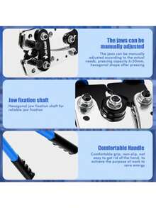 Kit de Herramientas para Prensar Cables de Batería HX-50B 6-50mm² 10-1AWG Ahorro de Mano de Obra Alicates de Corte de Cable con 60 Terminales y Estuche de Almacenamiento - Azul - Ver 6