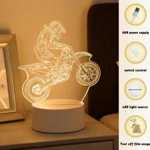 摩托車騎士 3D 夜燈，壓克力 LED 桌燈，摩托車愛好者的創意禮物，男孩女孩的生日與聖誕禮物 - 騎摩托車 - 查看 3